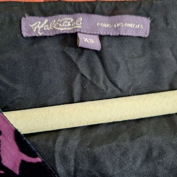 Hale Bob Purple Floral Black Velvet Goth Punk Shirt size XS - Picture 3 of 3